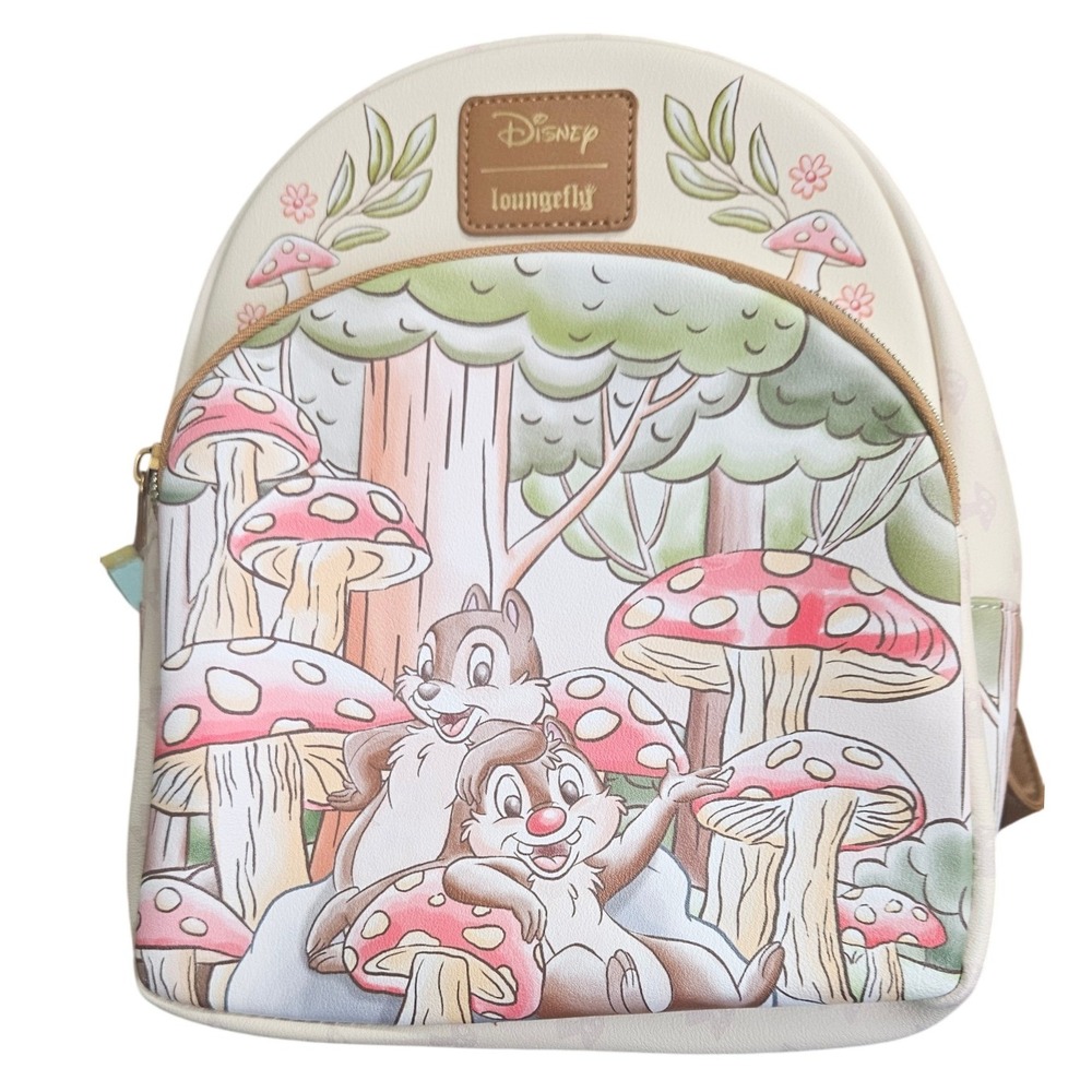 Disney Loungefly Chip n Dale Mushroom Forest Mini Backpack Hot Topic Exclusive